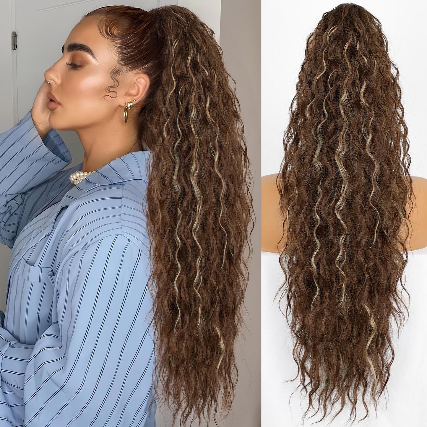 💕LETZTER TAG DER AKTION - 50 % RABATT💕Lockige, gewellte Frizz-Haarverlängerung mit Pferdeschwanz