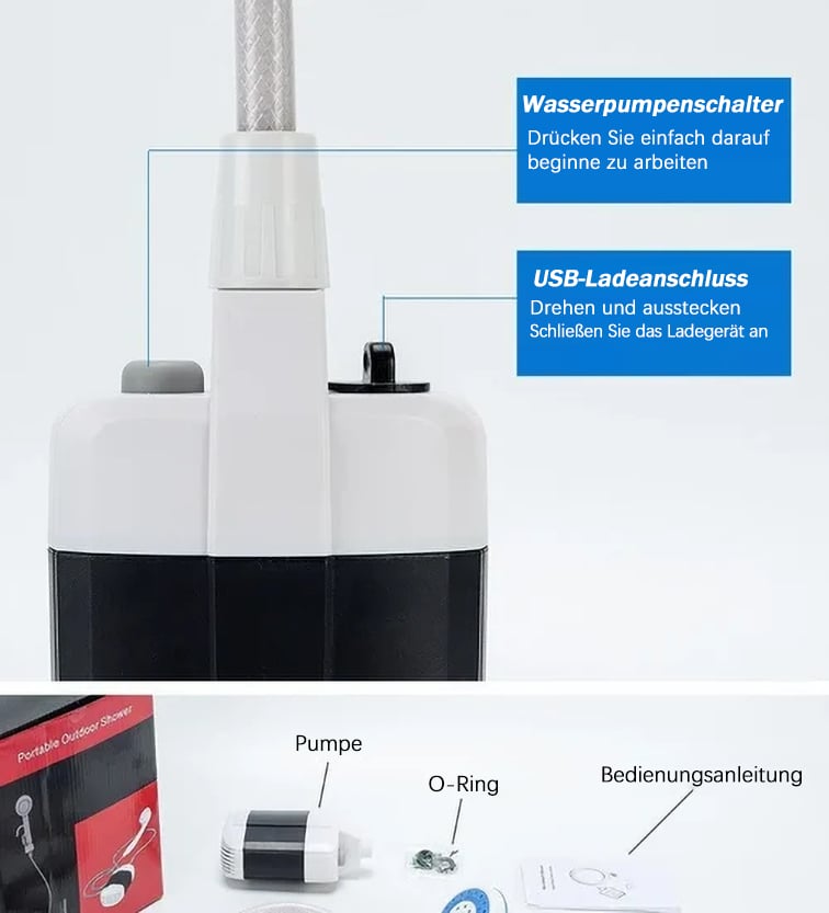 đżTragbare Campingdusche Mit Einstellbarem Durchfluss âšFĂŒr Einfaches Und Bequemes Reinigen Im Freien!