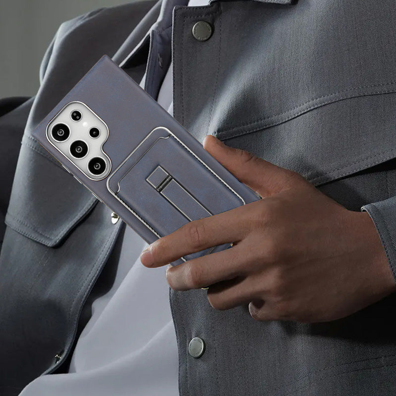 Schutzhülle aus Leder mit magnetischem Kartenhalter für Samsung S23-S25-Serie