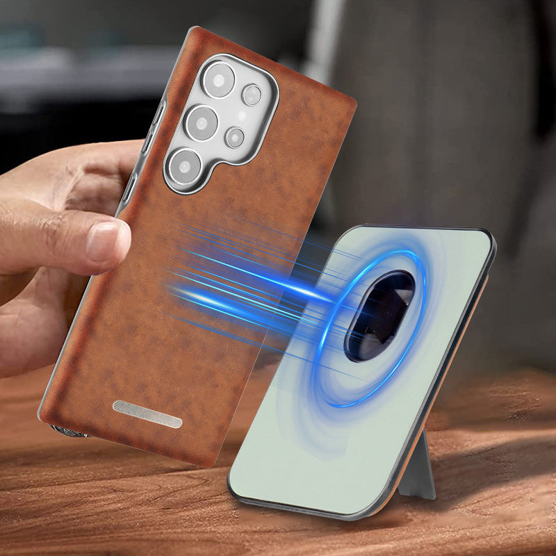 Schutzhülle aus Leder mit magnetischem Kartenhalter für Samsung S23-S25-Serie
