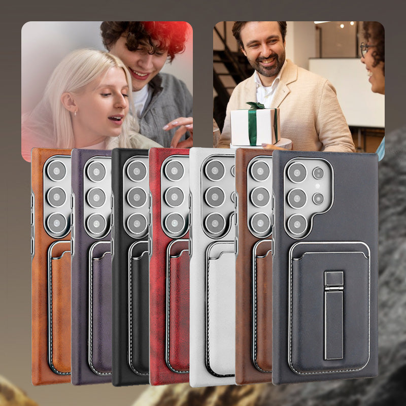 Schutzhülle aus Leder mit magnetischem Kartenhalter für Samsung S23-S25-Serie