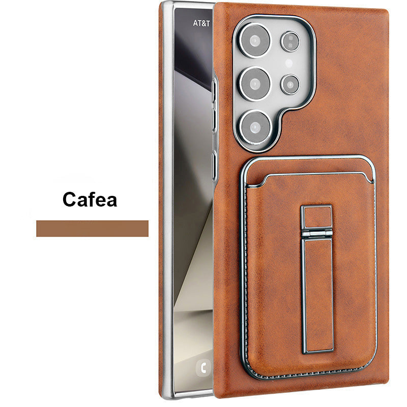 Schutzhülle aus Leder mit magnetischem Kartenhalter für Samsung S23-S25-Serie