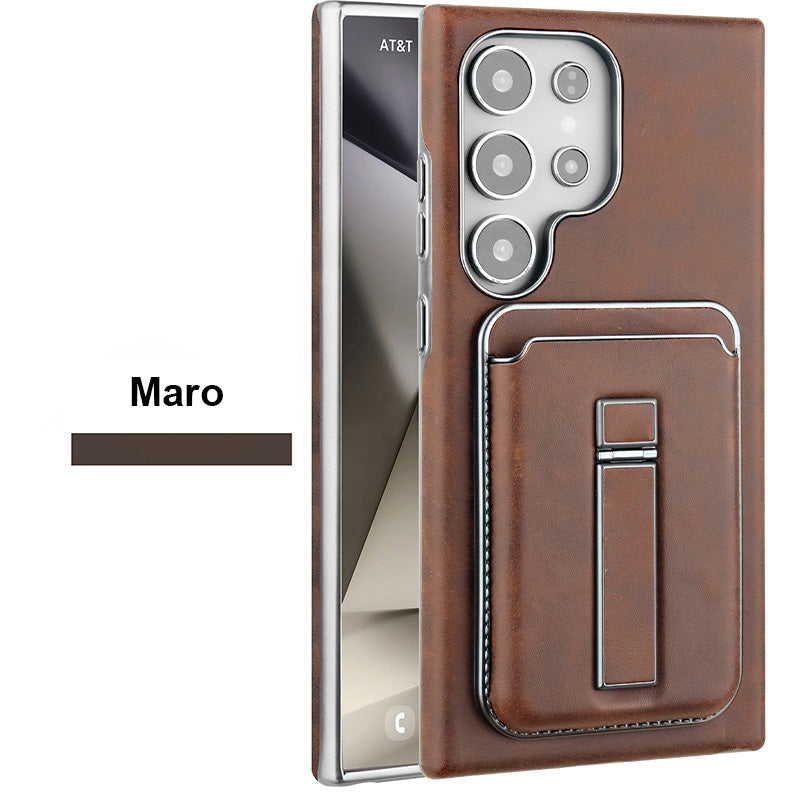 Schutzhülle aus Leder mit magnetischem Kartenhalter für Samsung S23-S25-Serie