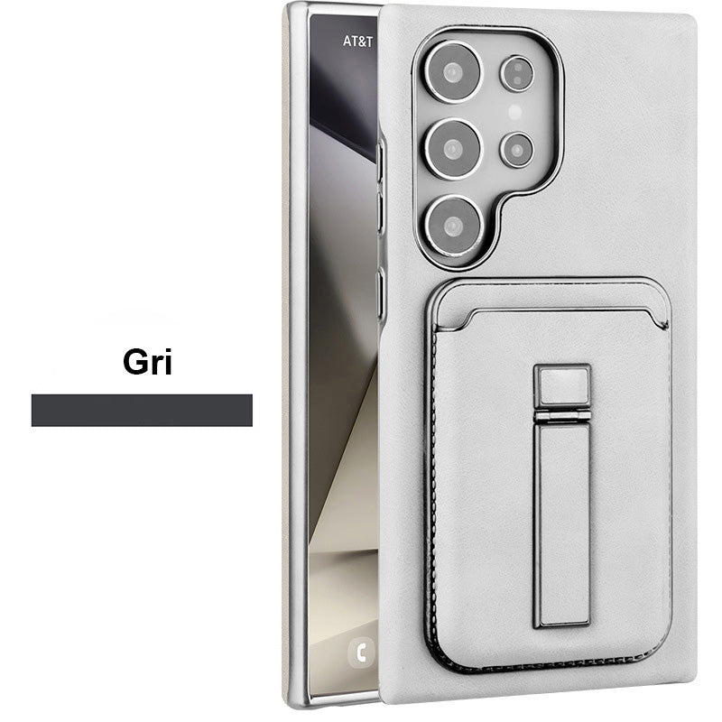Schutzhülle aus Leder mit magnetischem Kartenhalter für Samsung S23-S25-Serie