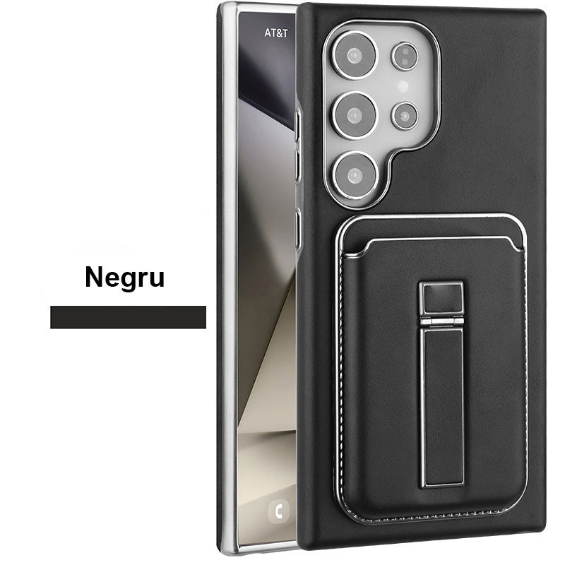 Schutzhülle aus Leder mit magnetischem Kartenhalter für Samsung S23-S25-Serie