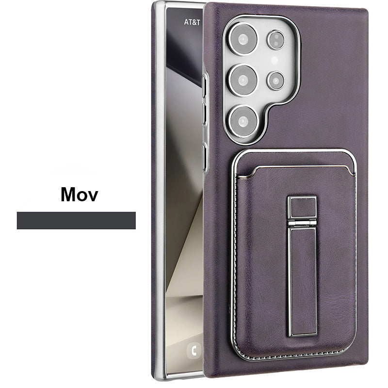 Schutzhülle aus Leder mit magnetischem Kartenhalter für Samsung S23-S25-Serie