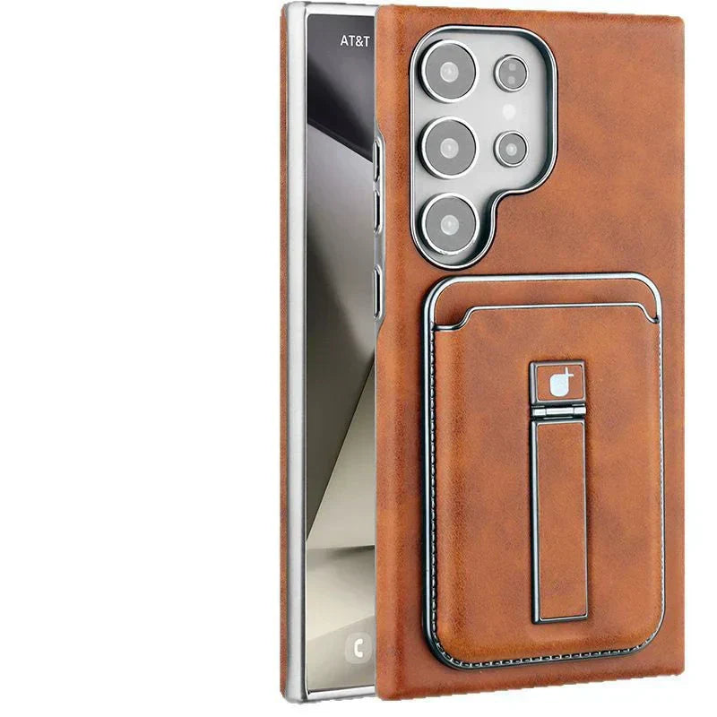 Schutzhülle aus Leder mit magnetischem Kartenhalter für Samsung S23-S25-Serie