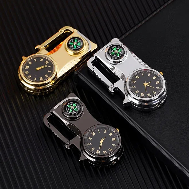 🔥Heißer Verkauf – 50 % RABATT🔥 4-in-1 Winddichtes Feuerzeug mit Uhr & Multifunktion💨🕒✨