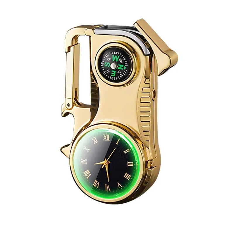 🔥Heißer Verkauf – 50 % RABATT🔥 4-in-1 Winddichtes Feuerzeug mit Uhr & Multifunktion💨🕒✨