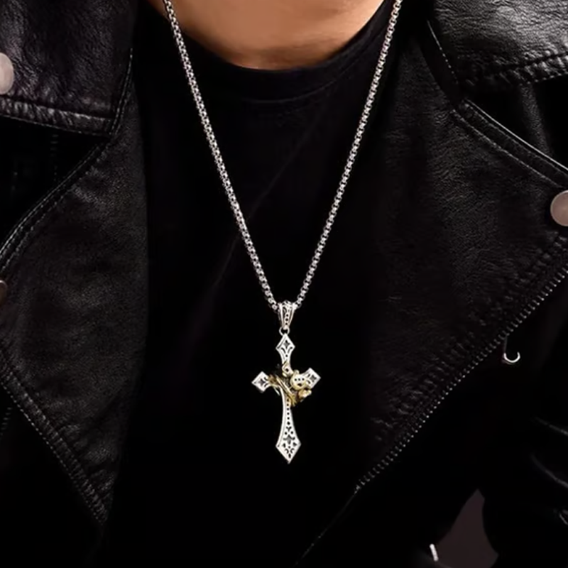 ✝️Vintage Crown Cross Necklace