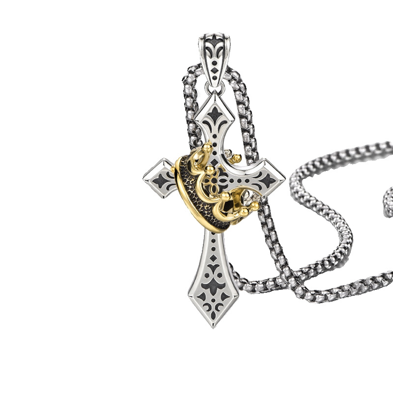 ✝️Vintage Crown Cross Necklace