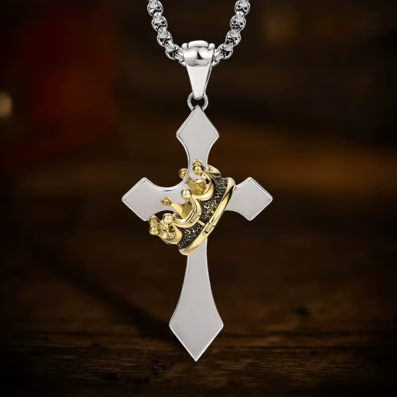 ✝️Vintage Crown Cross Necklace