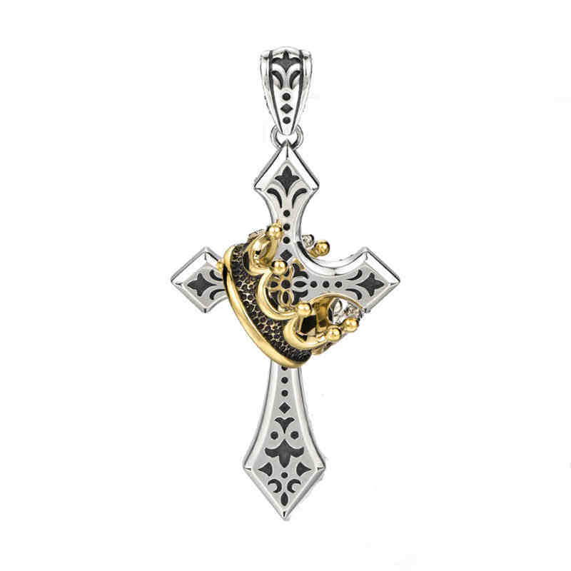 ✝️Vintage Crown Cross Necklace