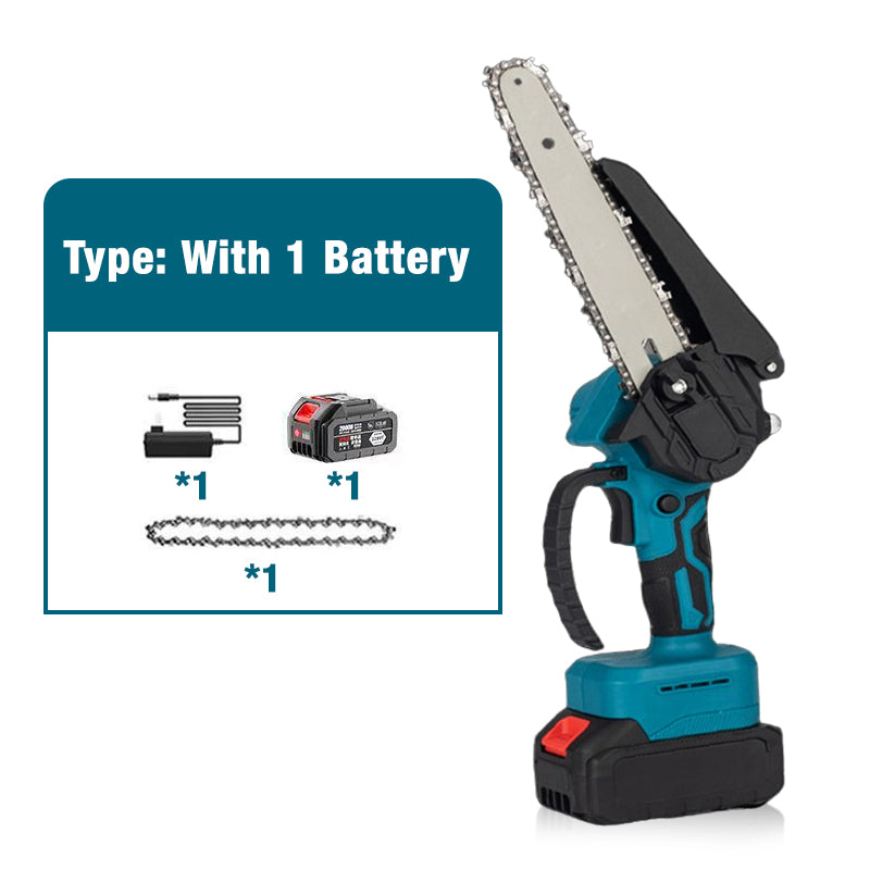 6-Zoll-Akku-Mini-Kettensäge mit 2 Batterien