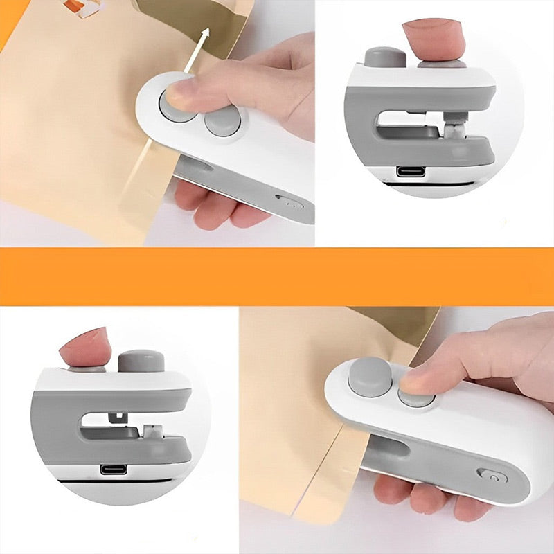 2-IN-1 Mini tragbare wiederaufladbare Beutelverschließ- und Schneidemaschine