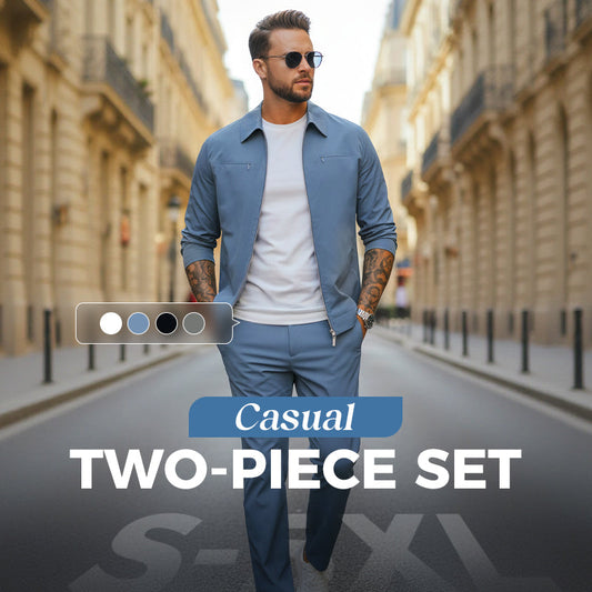 Lässiges, einfarbiges Zweiteiler-Set für Herren – Jacke und Hose