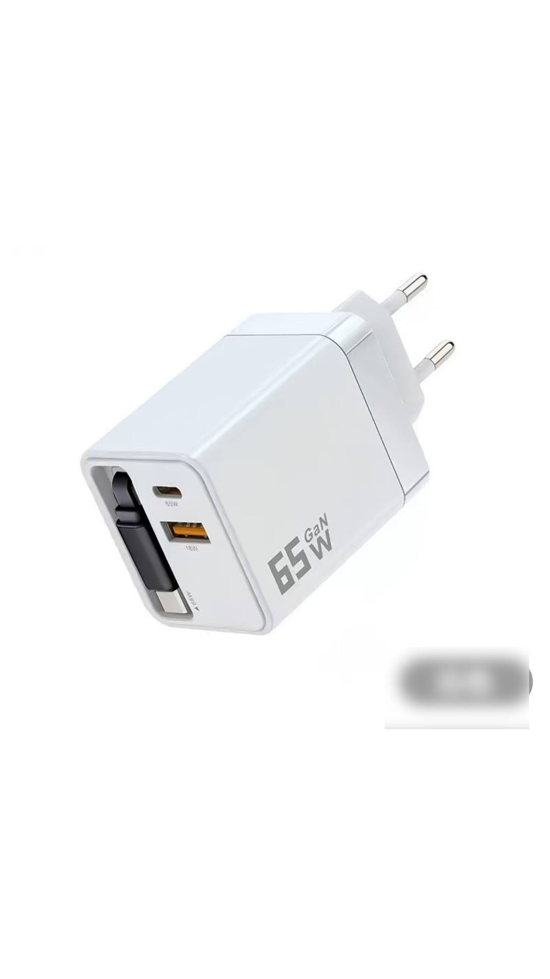 🔥REA – 50 % RABATT🎁 65 W snabbladdare för mobiltelefon med infällbar 80 cm lång Type-C-kabel