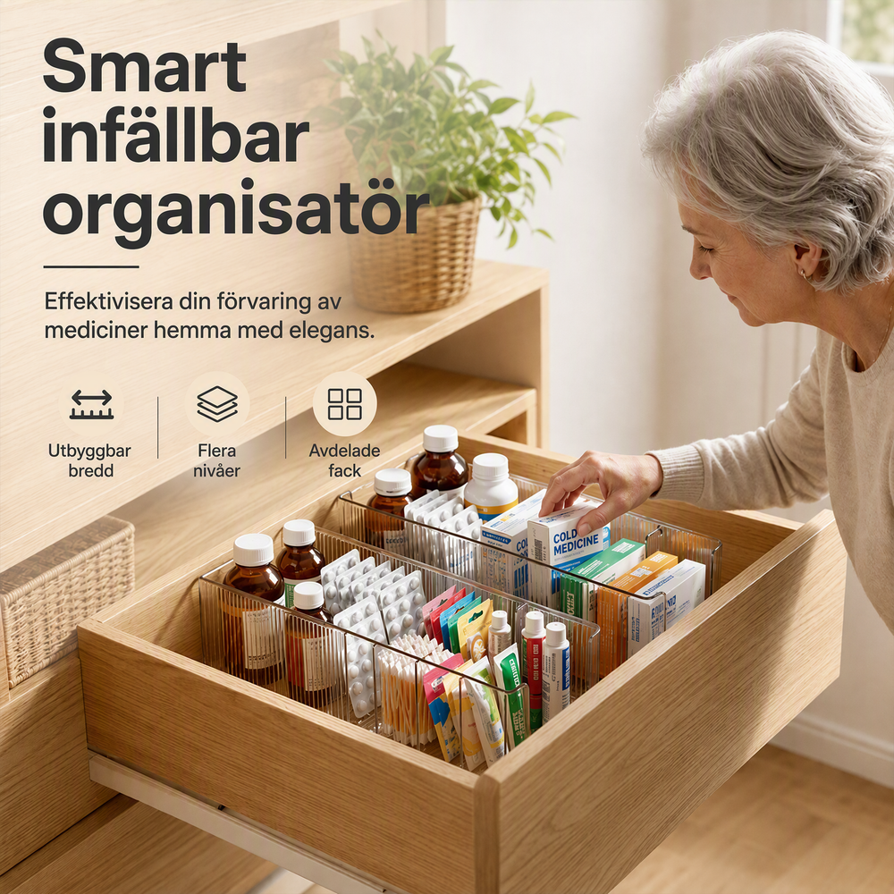 🔥Utdragbar transparent medicinförvaring — Teleskopisk, perfekt för att organisera ditt medicinkåp 💊🗄️