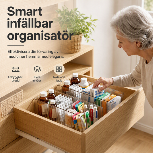 🔥Utdragbar transparent medicinförvaring — Teleskopisk, perfekt för att organisera ditt medicinkåp 💊🗄️