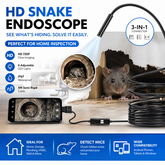 🔥 3-i-1-endoskop – IP67-inspektionskamera med 5,5/7 mm sond och USB/Micro USB/Type-C-anslutning