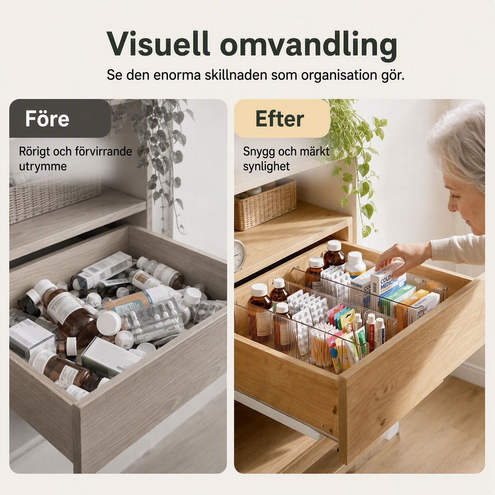🔥Utdragbar transparent medicinförvaring — Teleskopisk, perfekt för att organisera ditt medicinkåp 💊🗄️