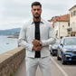 Lässiges, einfarbiges Zweiteiler-Set für Herren – Jacke und Hose