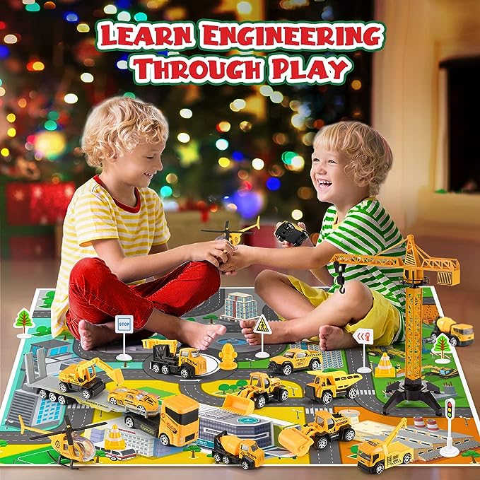 🎁 50% RABATT NU! Byggteknikfordon Adventskalender – 24 överraskningar, diecast-modeller & lärorik lek – perfekt för julkalendern och små ingenjörer 🏗️🚛