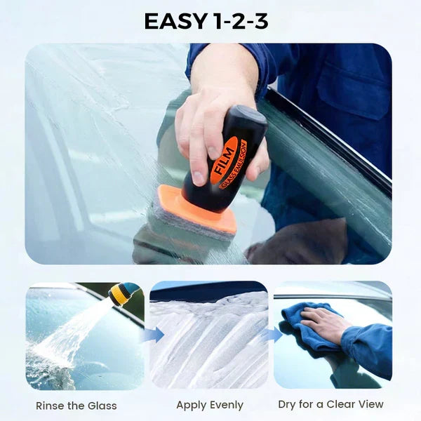 🚗 KÖP 2 FÅ 1 GRATIS! 💧 Rengöring för Borttagning av Oljefilm på Bilglas Sidoruta – Förbättrar Sikten, Eliminerar Repellerande Ytor & Enkel Applicering ✨