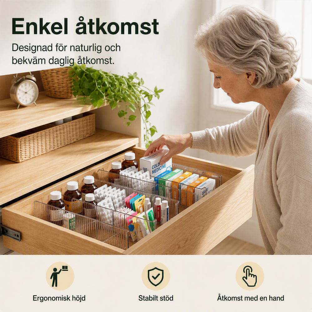 🔥Utdragbar transparent medicinförvaring — Teleskopisk, perfekt för att organisera ditt medicinkåp 💊🗄️