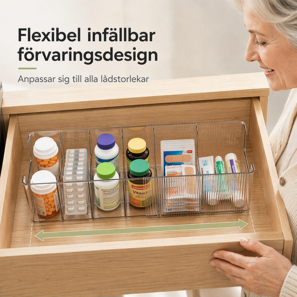 🔥Utdragbar transparent medicinförvaring — Teleskopisk, perfekt för att organisera ditt medicinkåp 💊🗄️