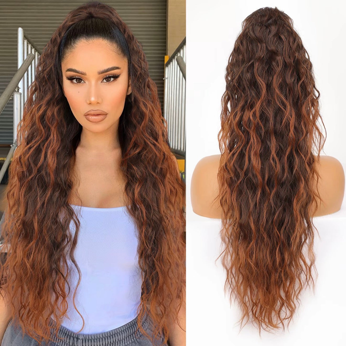 💕LETZTER TAG DER AKTION - 50 % RABATT💕Lockige, gewellte Frizz-Haarverlängerung mit Pferdeschwanz