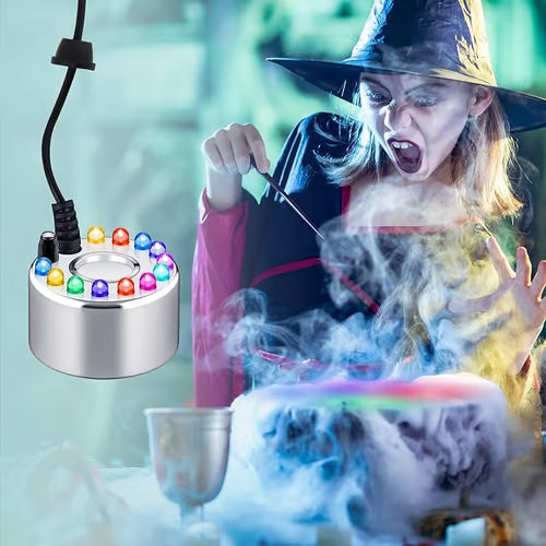 💨 50% RABATT NU! ⚡ 12-LED ultraljudsdimsgörare – Skapar sval dimma och färgglatt ljus – Perfekt för luftfuktare, fontäner eller Halloween-dekoration – körs tyst i vatten 💧✨