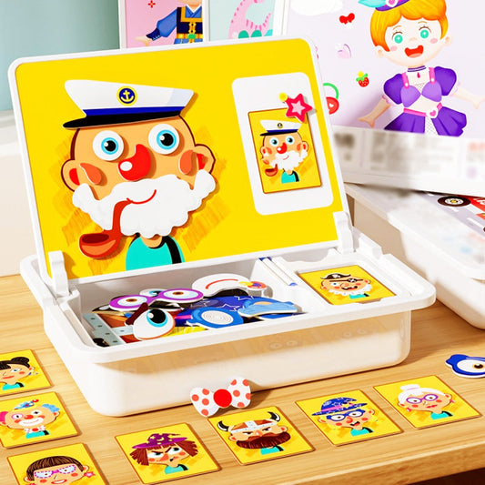 Magnetische Puzzlebox für Kinder mit Spiel- und Malbrett