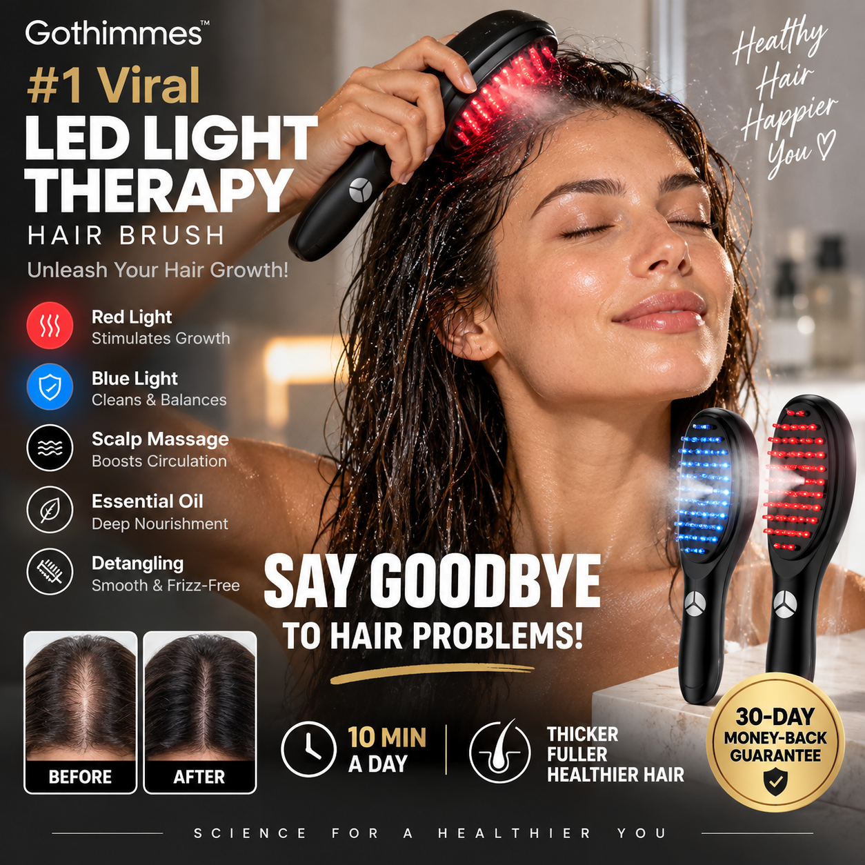 🥳STORSÄLJARE 2026🥳50K+ SÅLDA! 💆‍♀️💡 50% RABATT! #1 Viral LED Hårborste – 4-i-1: rött ljus stimulerar hårfolliklar, blått ljus lugnar hårbotten, massage ökar cirkulationen & eteriska oljor när. Bara 10 min om dagen – se resultat på 30 dagar! 🌿✨