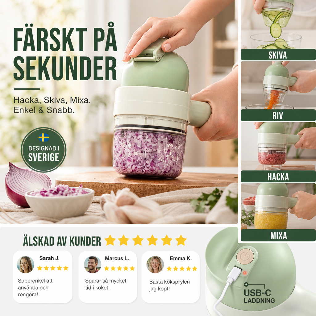 🛒 50% RABATT NU! 🔥4-i-1 portabel elektrisk skivningsuppsättning – multifunktionell för köksförberedelser ✨🥕