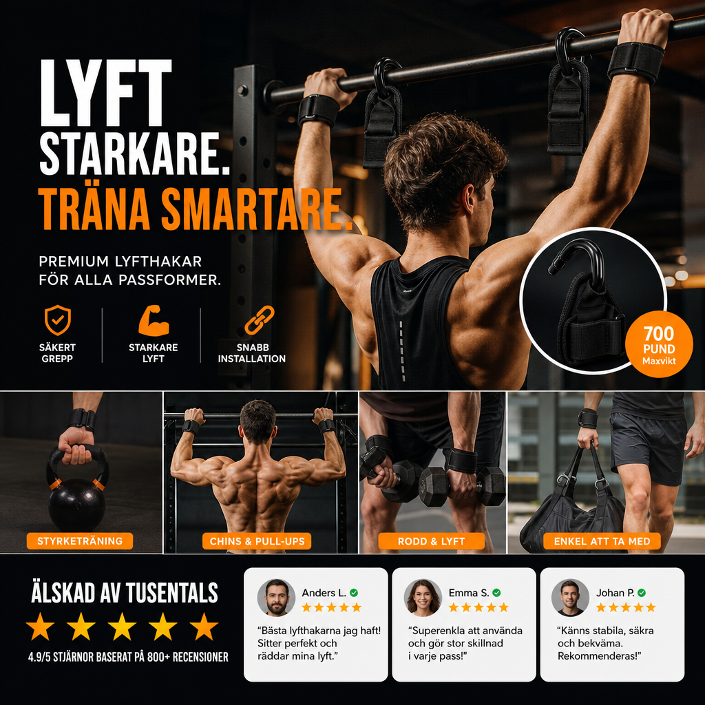 🔥50% RABATT NU! 💪 Tunga lyftremmar med handledskrok för styrketräning – Ökar greppet, minskar belastning på handleder, perfekt för marklyft, bänkpress och kraftträning på gymmet