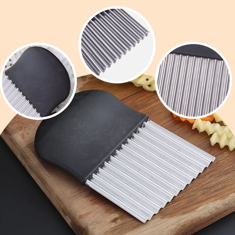 🔪 50% RABATT NU! Potatiskniv i korrugerat rostfritt stål – vågformad bladdesign, ergonomiskt handtag & mångsidig användning – perfekt för grönsaker, frukt och matlagning 🥔✨