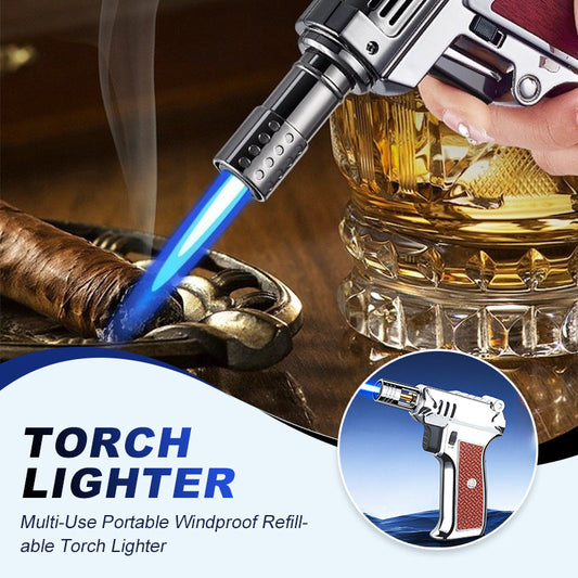 💥Tragbare, winddichte, nachfüllbare Mehrzweck-Taschenlampe Feuerzeug