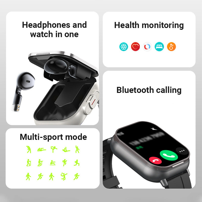 🔥Ny ankomst 202🔥2-i-1 Bluetooth-hörlurar Smartwatch