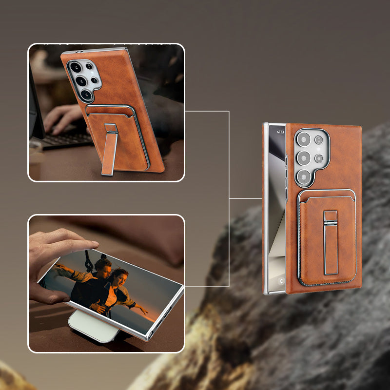 Schutzhülle aus Leder mit magnetischem Kartenhalter für Samsung S23-S25-Serie