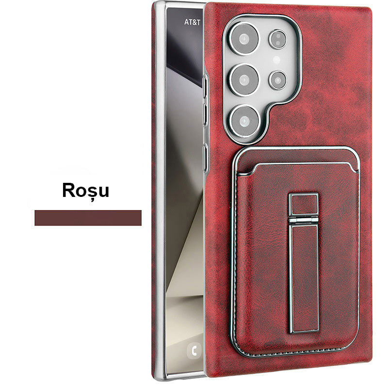 Schutzhülle aus Leder mit magnetischem Kartenhalter für Samsung S23-S25-Serie