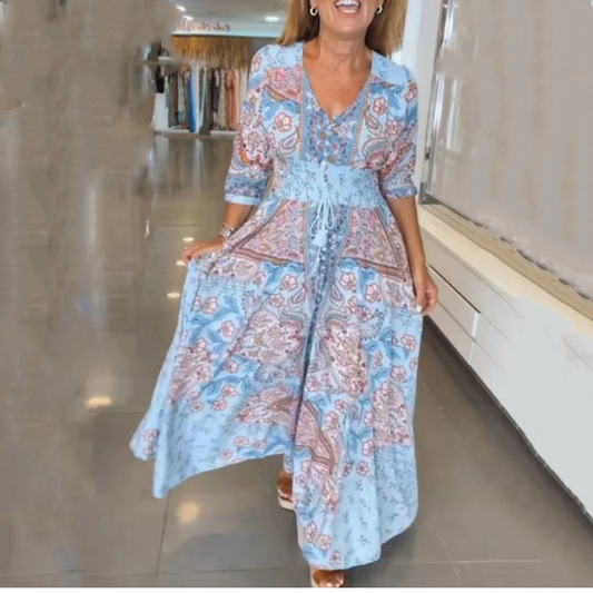 🔥Aktion zum Muttertag🔥 Elegantes langes Blumenkleid für Damen