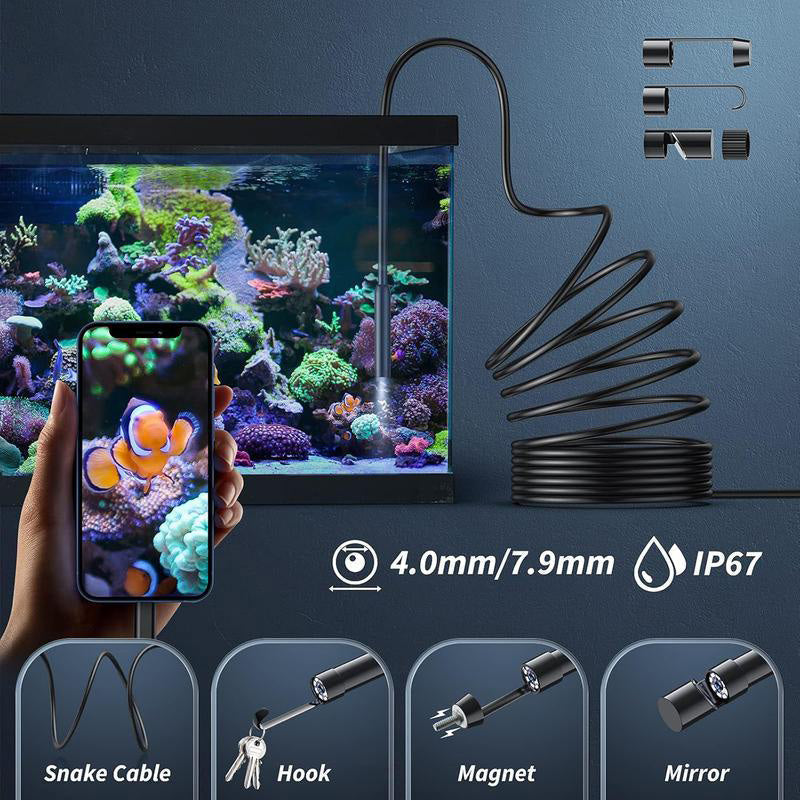 🔥📹 50% RABATT NU! HD vattentät endoskopkamera – 200 W upplösning, flexibel kabel & plug-and-play – perfekt för inspektion av rör, motorer och svåråtkomliga platser 🔍✨