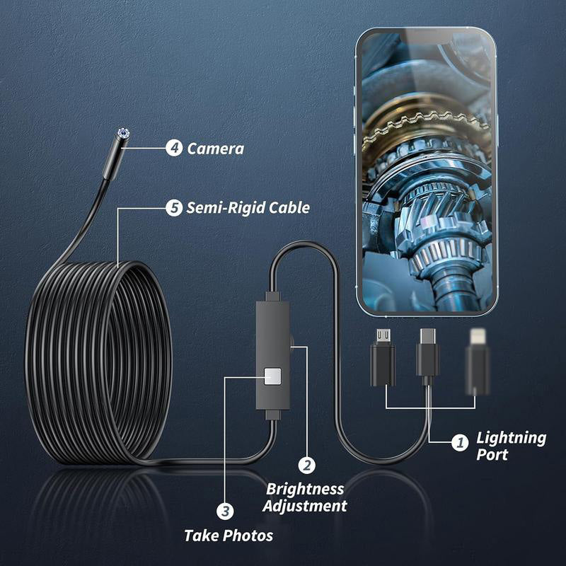 🔥📹 50% RABATT NU! HD vattentät endoskopkamera – 200 W upplösning, flexibel kabel & plug-and-play – perfekt för inspektion av rör, motorer och svåråtkomliga platser 🔍✨