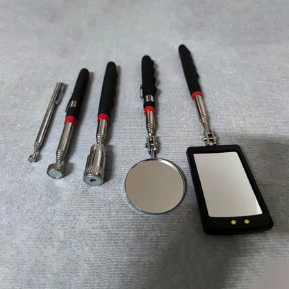 4-teiliges Set: Stark magnetisches, ausziehbares Hebe- und Greifwerkzeug mit LED-Licht und Inspektionsspiegel