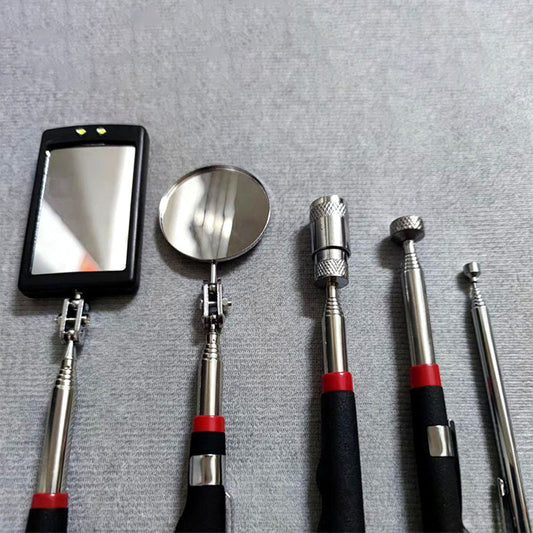 4-teiliges Set: Stark magnetisches, ausziehbares Hebe- und Greifwerkzeug mit LED-Licht und Inspektionsspiegel
