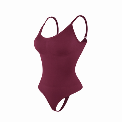 Sexy, nahtloser, formender Body für Damen mit tiefem V-Ausschnitt und verstellbaren Spaghetti-Trägern