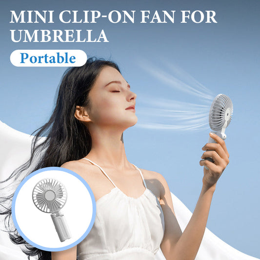 🌬️Tragbarer Mini-Ansteckventilator für Regenschirm – ☀️Sommeraktion: Jetzt 50 % RABATT! 🌂❄️ Bleib cool – überall & jederzeit!