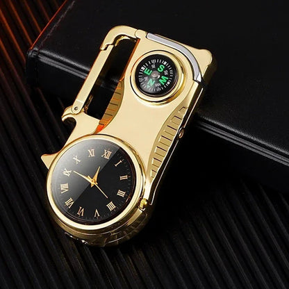 🔥Heißer Verkauf – 50 % RABATT🔥 4-in-1 Winddichtes Feuerzeug mit Uhr & Multifunktion💨🕒✨