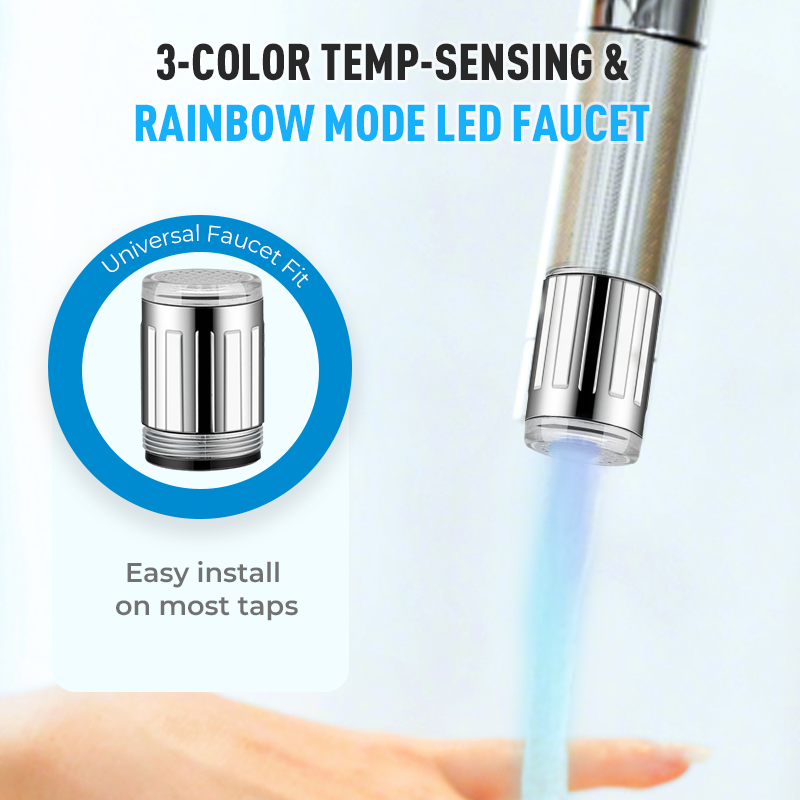 LED-Wasserhahn – 3-Farben-Temperatursensor und Regenbogenlichtmodi